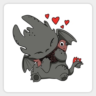 Toothless in love, httyd night fury fanart, how to train your dragon Sticker